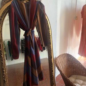 Vintage striped belted dress medium